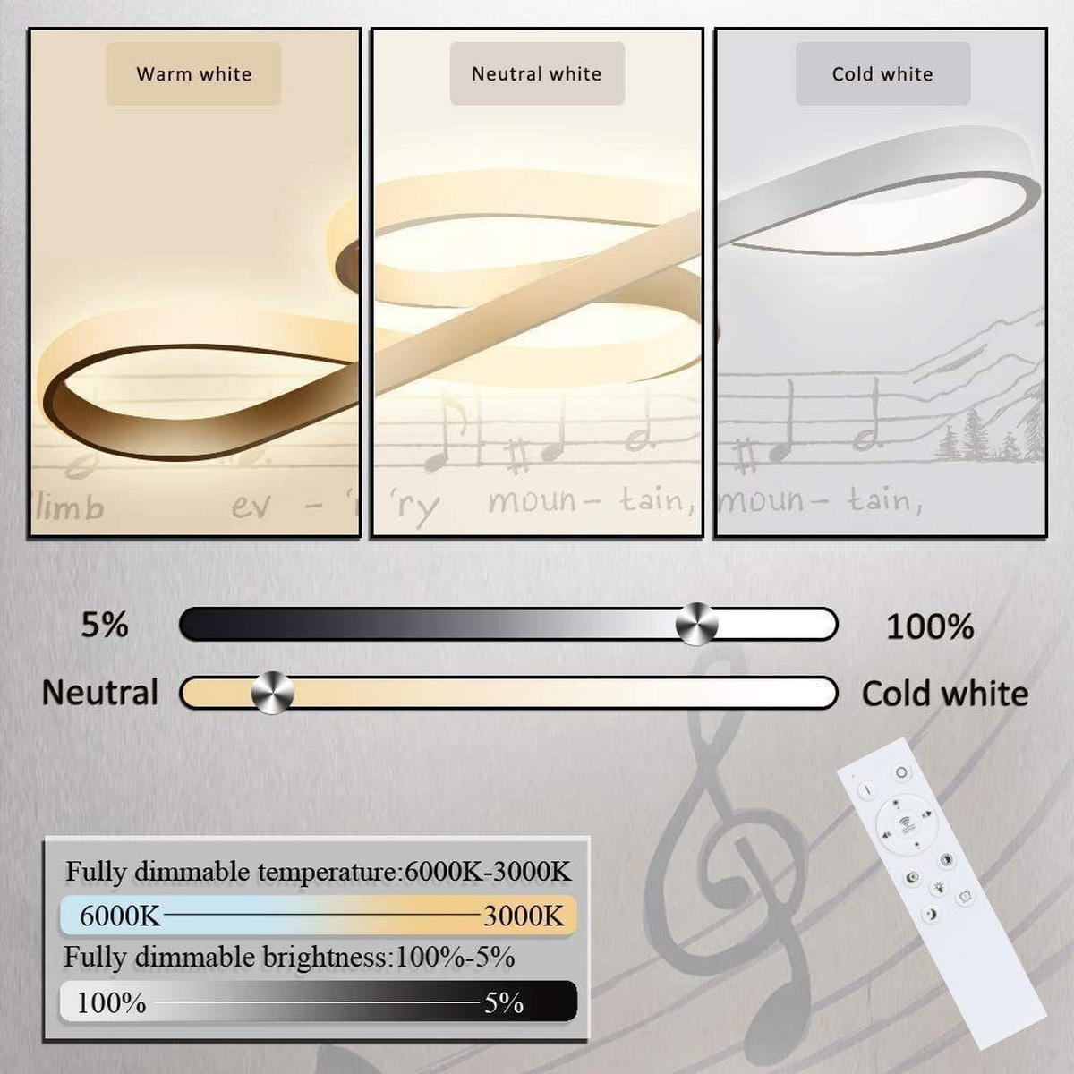 HÄNGELEUCHTE Musiksymbols 75/35/150 cm - Weiß, Metall (75/35/150cm) - Nettlife