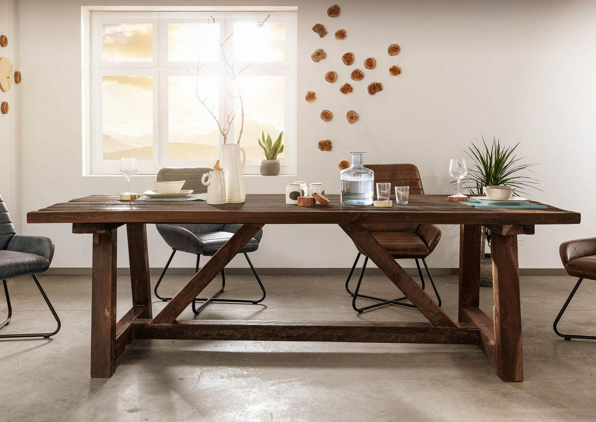 ESSTISCH Altholz 190x100x78 natur unbehandelt BASSANO #111 - Naturfarben, Holz (190/100/78cm) - Massivmoebel24