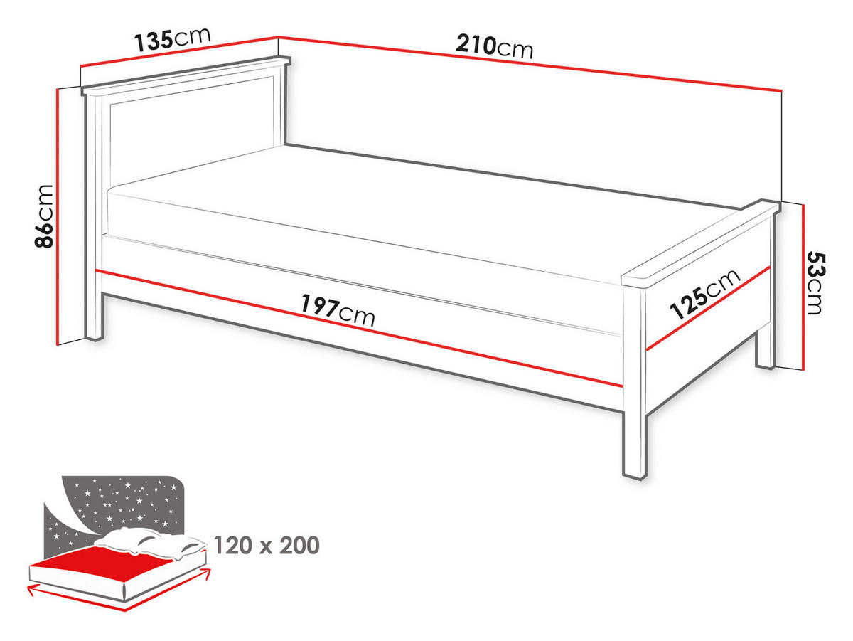 JUGENDBETT Story SO17 - Sandfarben/Goldfarben, Holzwerkstoff/Kunststoff (120/200cm) - MIRJAN24
