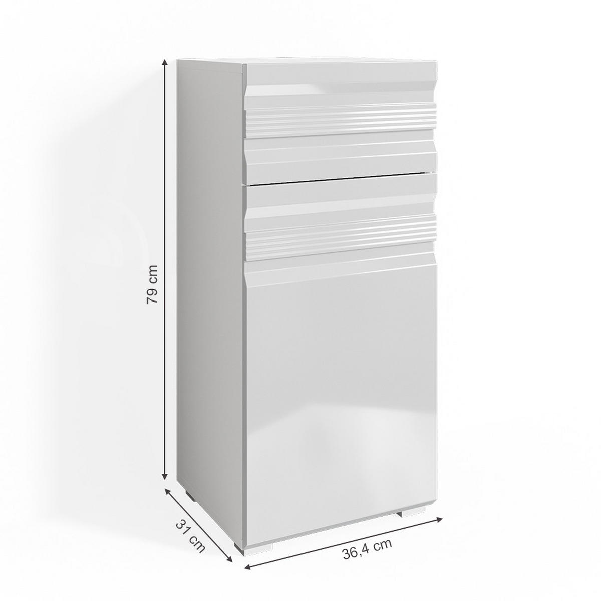 MIDISCHRANK Fredd Weiß 36.4 x 79 cm - Weiß Hochglanz, Holzwerkstoff (36.4/79/31cm) - Vicco
