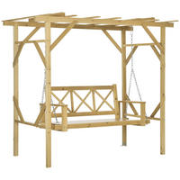 SCHAUKELBANK MIT PERGOLA DE-07050 2 Personen, höhenverstellbar, Massivholz Natur - Naturfarben, Holz (140/196/221cm) - ComfortXL