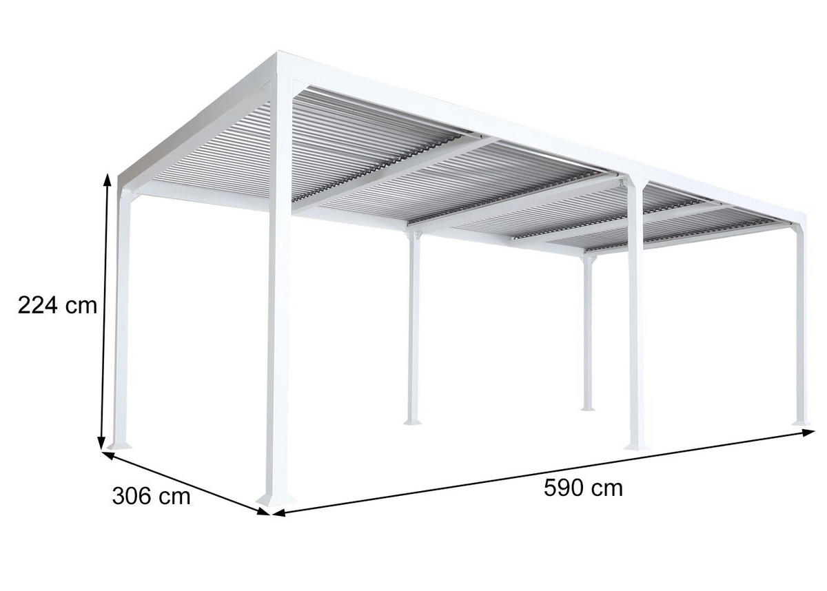 ALU PERGOLA Weiß - Weiß, Metall (590/224/306cm) - MCW