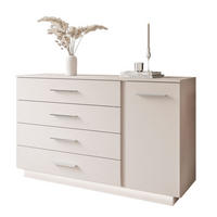 KOMMODE LINA KASCHMIR II 1D4S mit LED-Beleuchtung Griffe Silberchrom - Kaschmir/Silberfarben, Holzwerkstoff (138/84/40cm) - Lookway