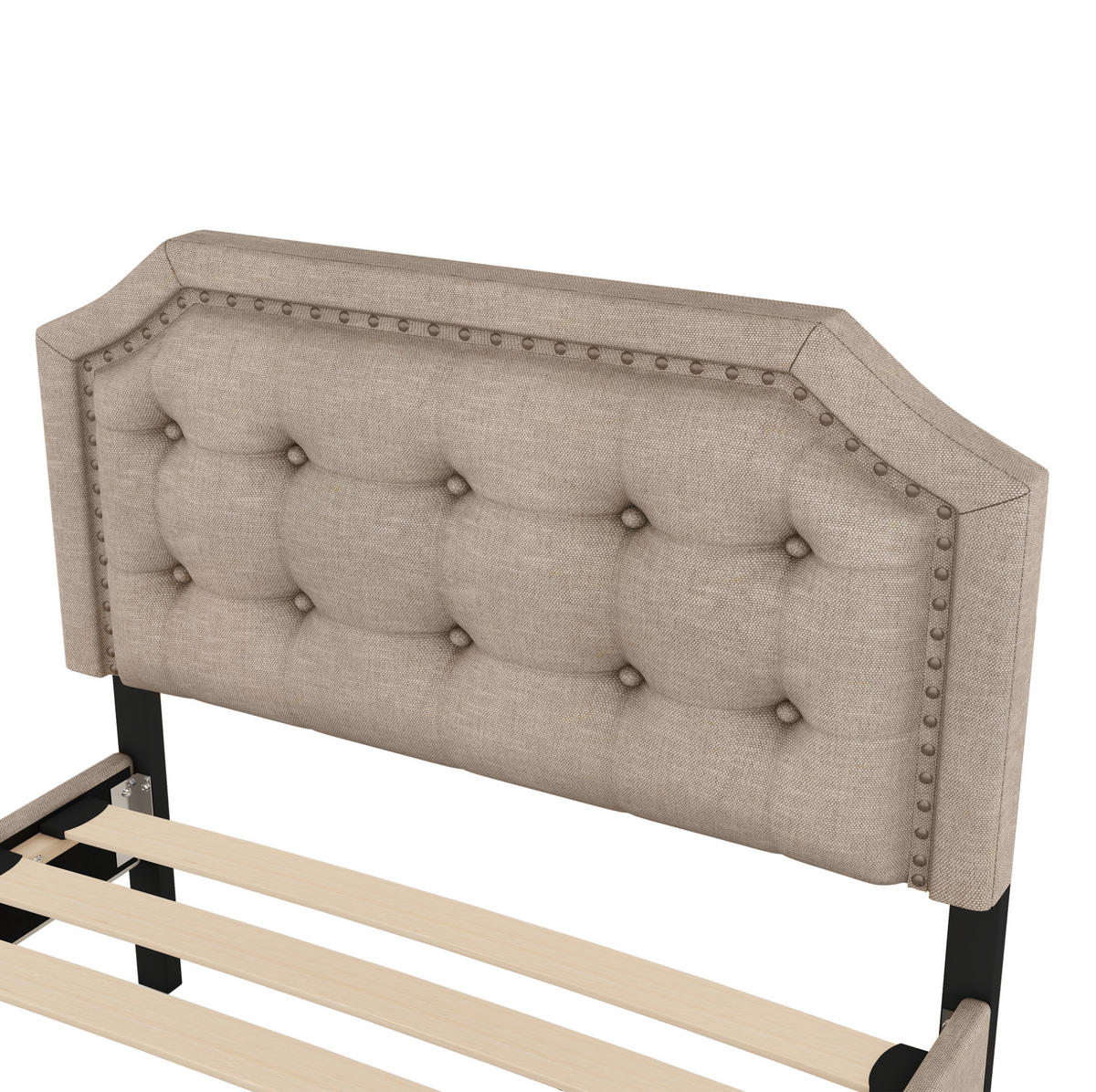 POLSTERBETT 90/200 cm in Dunkelbeige mit 2 Schubladen und verstellbarem Kopfteil - Beige, Textil (90/200cm) - Flora Grace