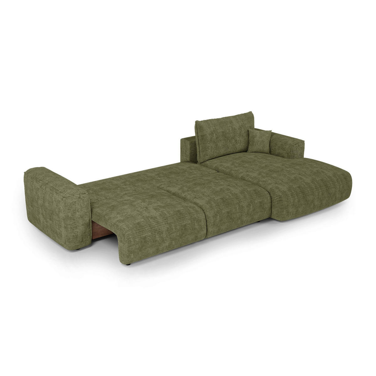 ECKSOFA rechtwinklig COMO Cord Olivgrün 297cm - Olivgrün/Grün, Textil (297/167cm) - Premium Interiors