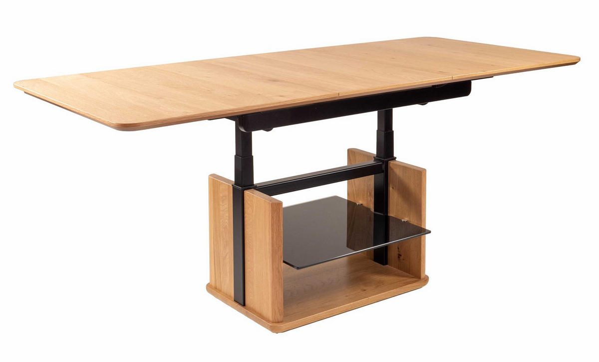 COUCHTISCH höhenverstellbar und ausziehbar Cissy 120x54x70 Wildeiche - Wildeiche/Schwarz, Holz (120/70/70cm) - 58aufmkessel