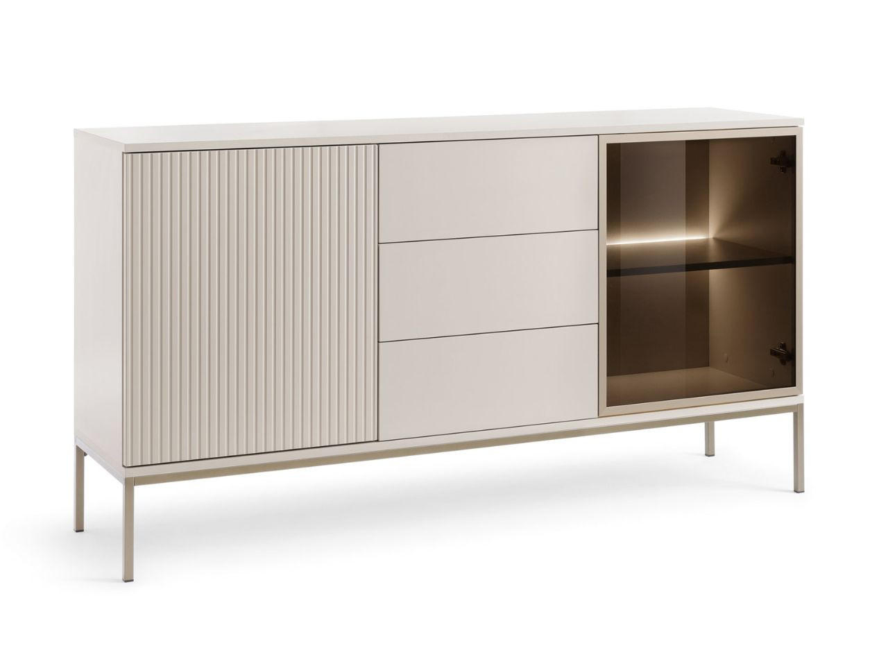 KOMMODE Kaschmir 154/83/39 cm Deo - Kaschmir/Champagner, Glas/Holz (154/83/39cm) - Graingold