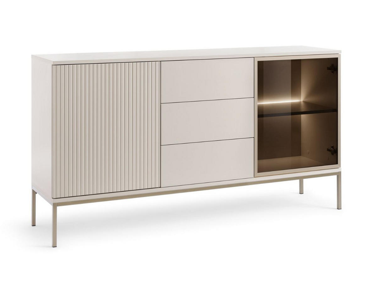 KOMMODE Kaschmir 154/83/39 cm Deo - Kaschmir/Champagner, Glas/Holz (154/83/39cm) - Graingold