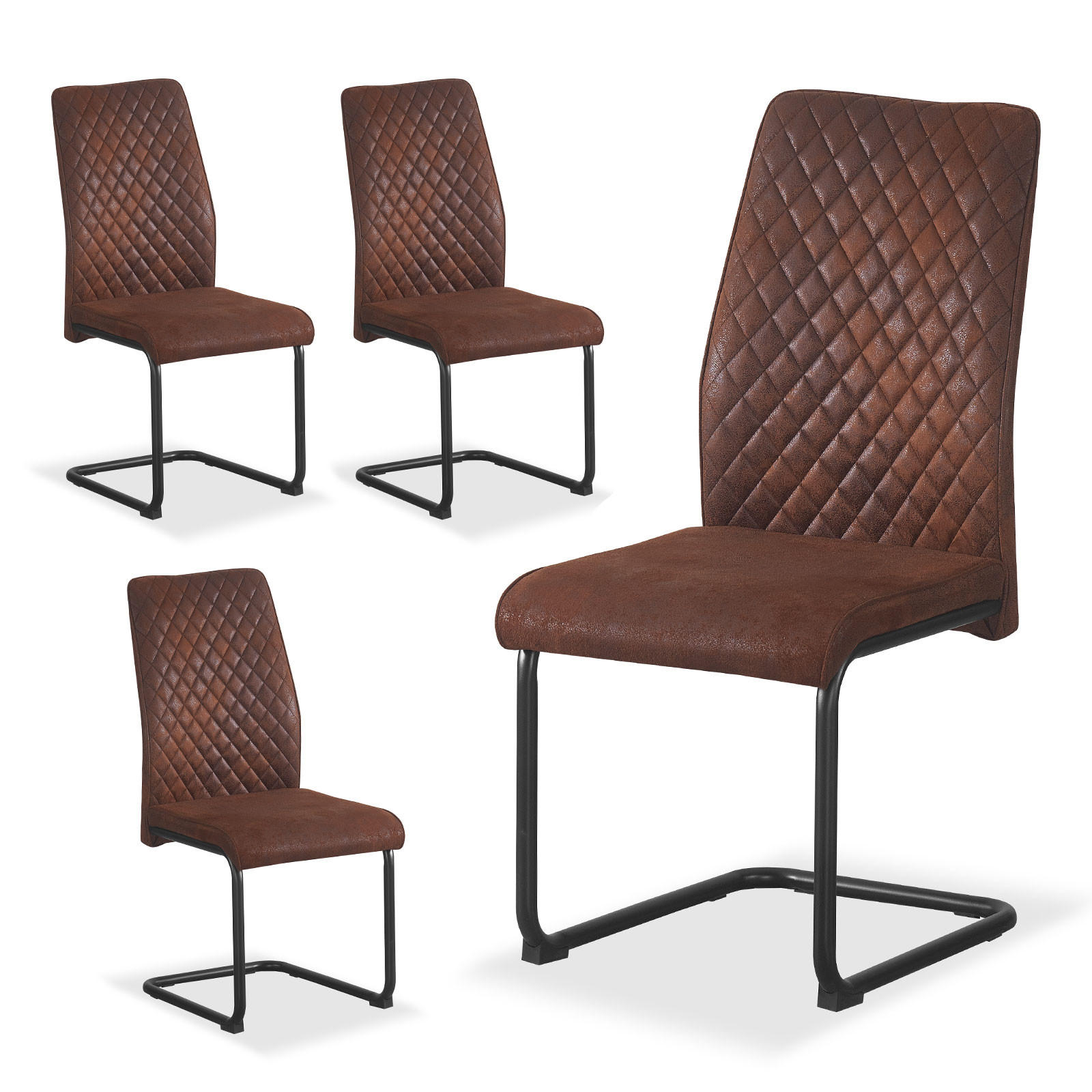 SCHWINGSTUHL THEO Braun 4 Stück - Braun, Textil/Metall (44/98/58cm) - B&D Home