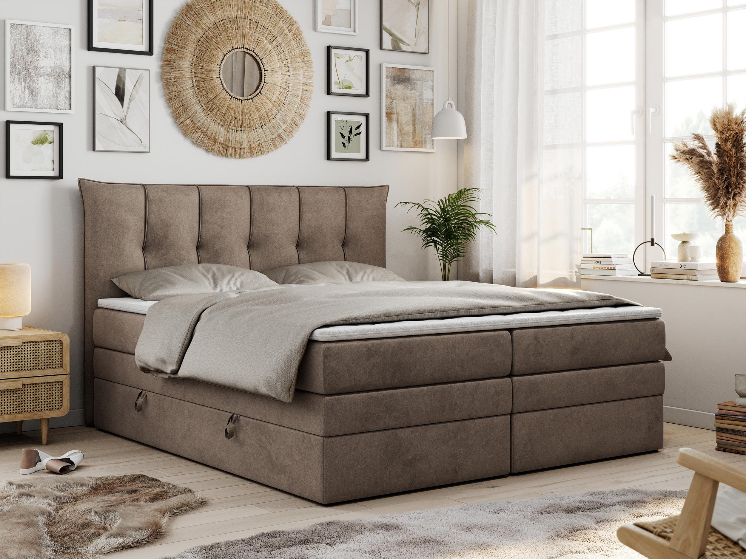 BOXSPRINGBETT PREMIUM 10 KING 120/200 Braun Velvet - H3 - Braun, Holz/Textil (120/200cm) - MKS
