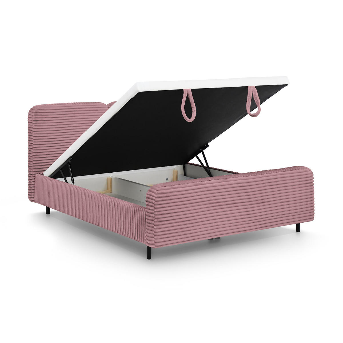 POLSTERBETT Lea mit Bettkasten, 140x200, Rosa - Schwarz/Rosa, Textil (140/200cm) - Beautysofa