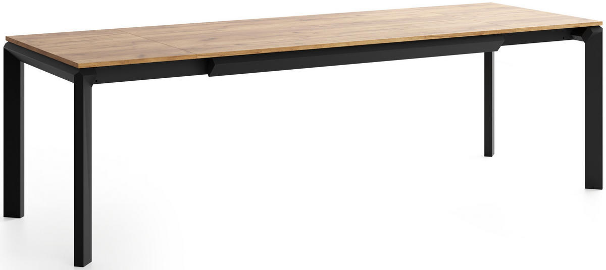 ESSTISCH Elan rechteckig ausziehbar verlängerbar mit Schwarzen Metallbeinen, Eiche Braun 180-270/90/76 cm - Eiche Wotan/Schwarz, Holzwerkstoff/Metall (90/270/76cm) - WFL GROUP
