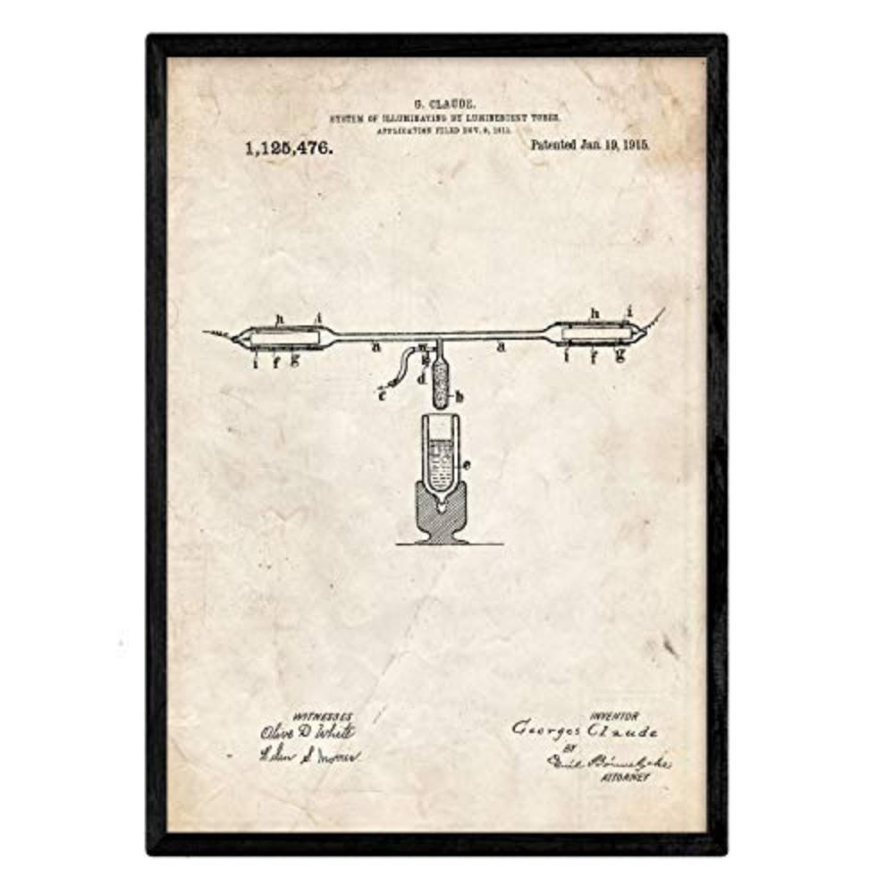 POSTER Leuchtstoffröhren Patent A3 Rahmenlos - Klar, Papier (29.7/5/42cm) - Nacnic