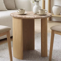 COUCHTISCH Rund Marmor-Optik, Eichenoptik, Ø50 × 51 cm - Braun, Holzwerkstoff (50/50/51cm) - Hometopia