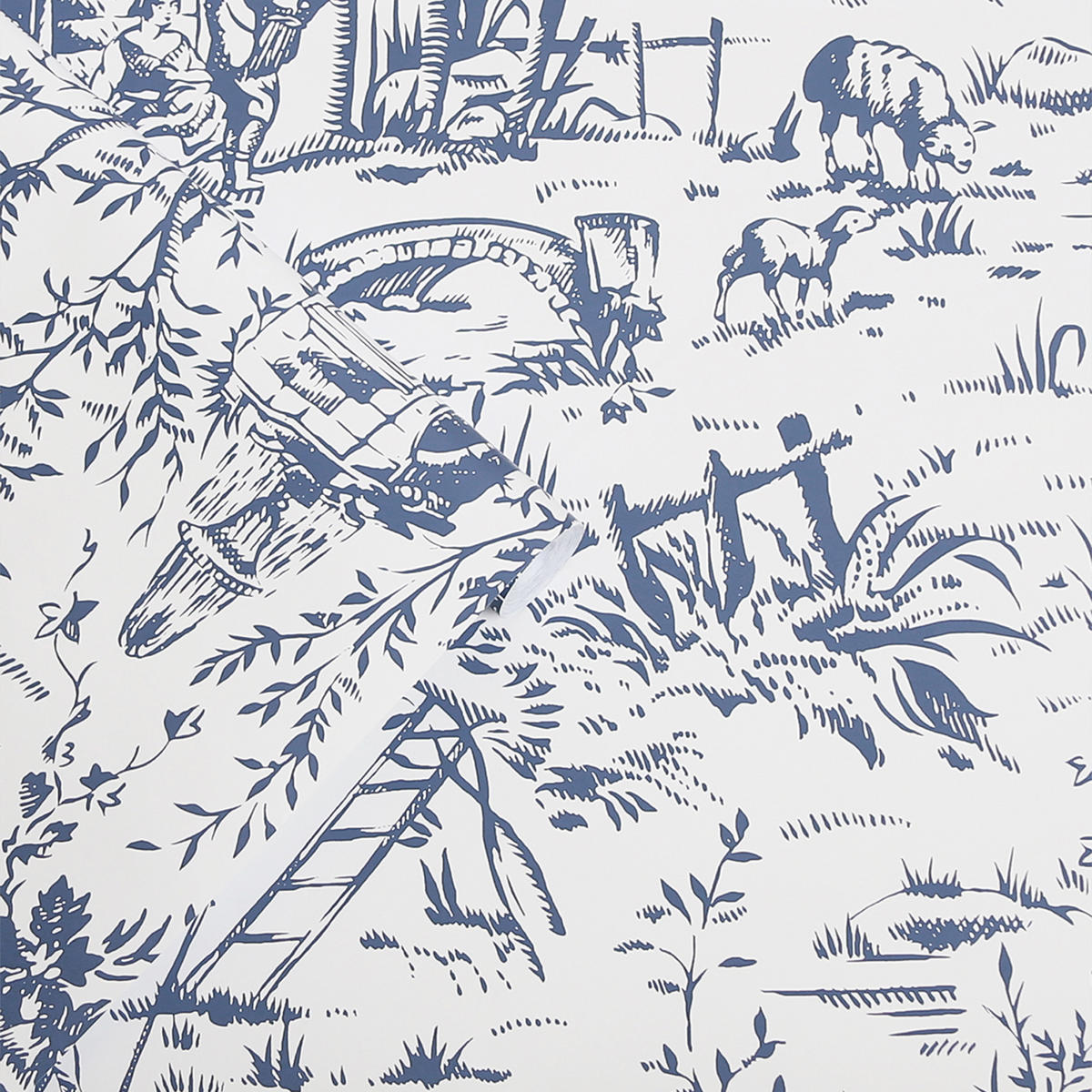 VLIESTAPETE Toile de Jouy Dark Seaspray | Blau Weiß | Ländlich | 10mx52cm - Blau, Papier/Kunststoff (52/1000cm) - LAURA ASHLEY
