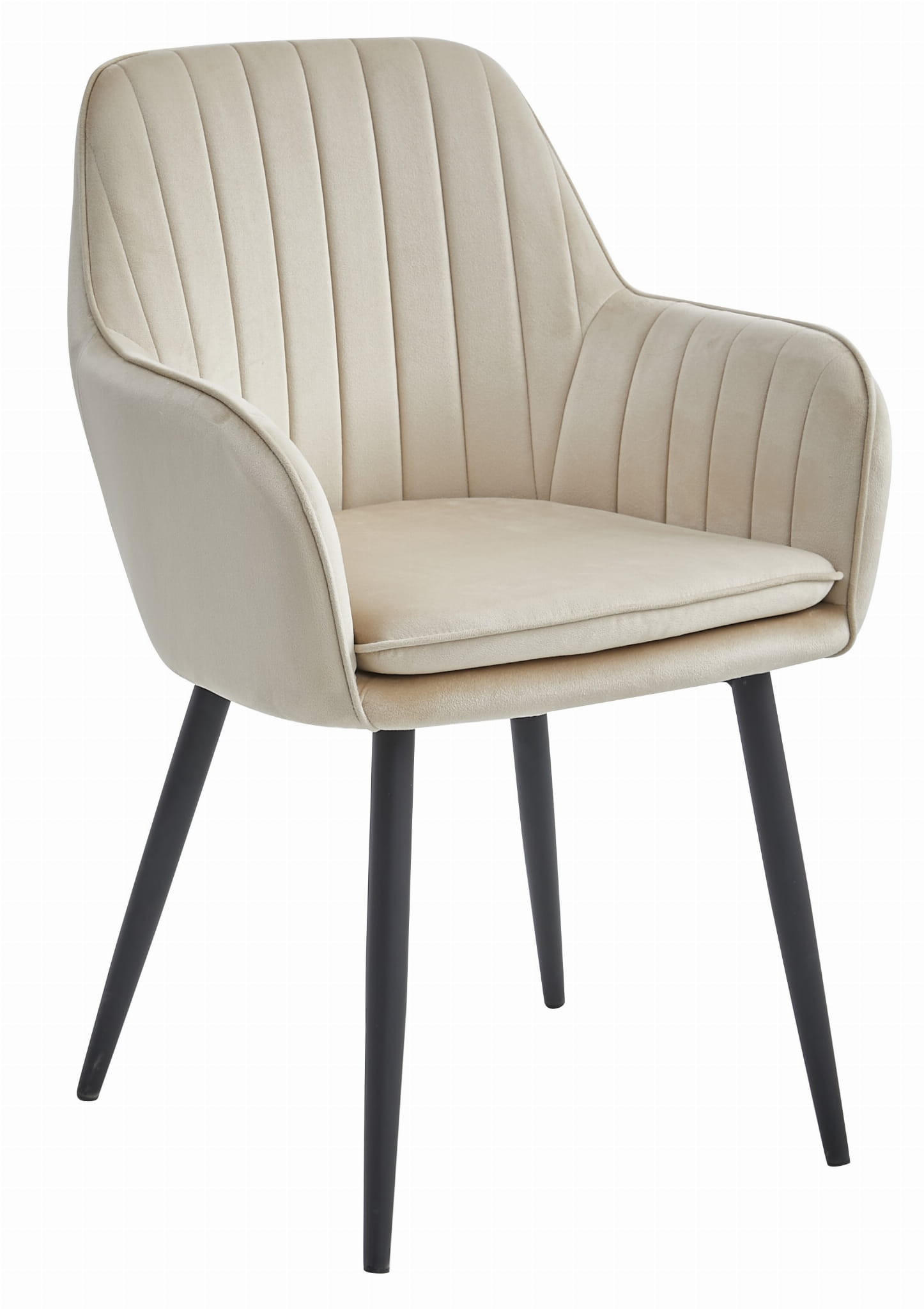 STUHL PRAIANO 1 Stück, Beige, Schwarz, mit Samtstoff gepolstert - Beige, Textil/Metall (58/87/57cm) - Komodee