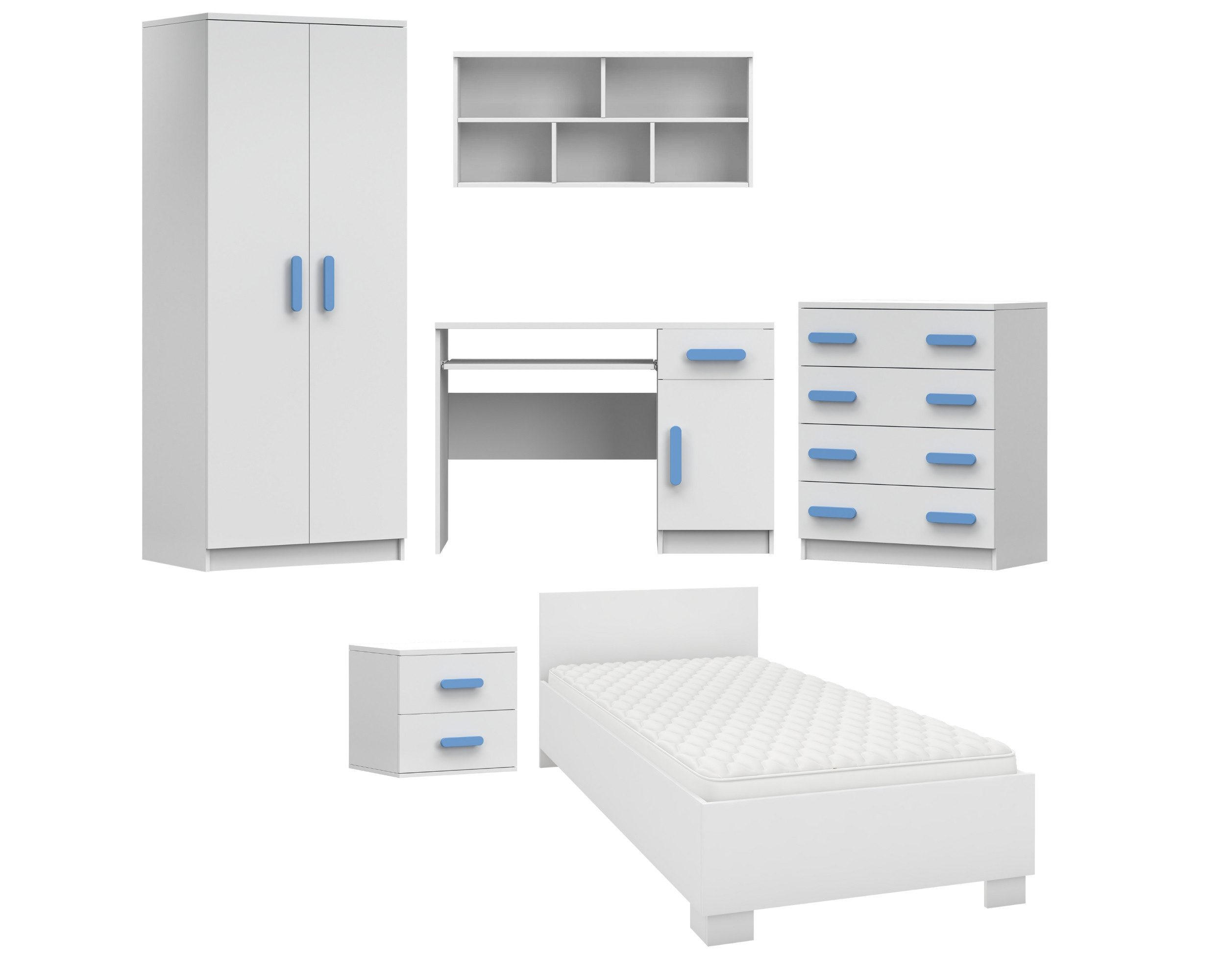 KINDERZIMMER-SET INGE I Weiß/Blau 6-teilig - Blau/Weiß, Holzwerkstoff (419/193/206cm) - Deine Möbel 24