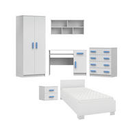 KINDERZIMMER-SET INGE I Weiß/Blau 6-teilig - Blau/Weiß, Holzwerkstoff (419/193/206cm) - Deine Möbel 24