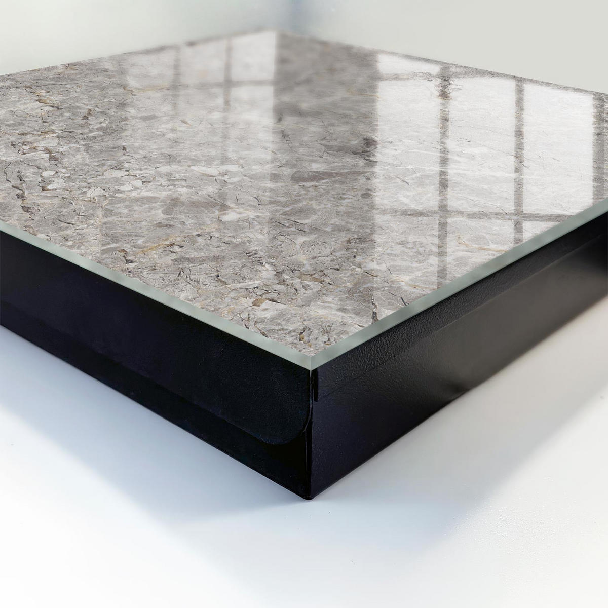 SCHLÜSSELBOX Schwarz 30x30 cm- Türöffnung nach rechts - Marmorhintergrund - Grau, Metall (30/30/5cm) - TULUP
