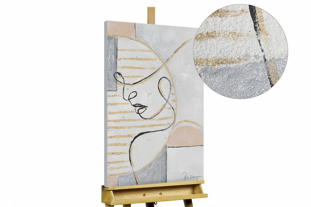 ACRYLBILD HANDGEMALT 50/75 cm - Beige/Schwarz, Holz/Textil (1/75cm) - KUNSTLOFT