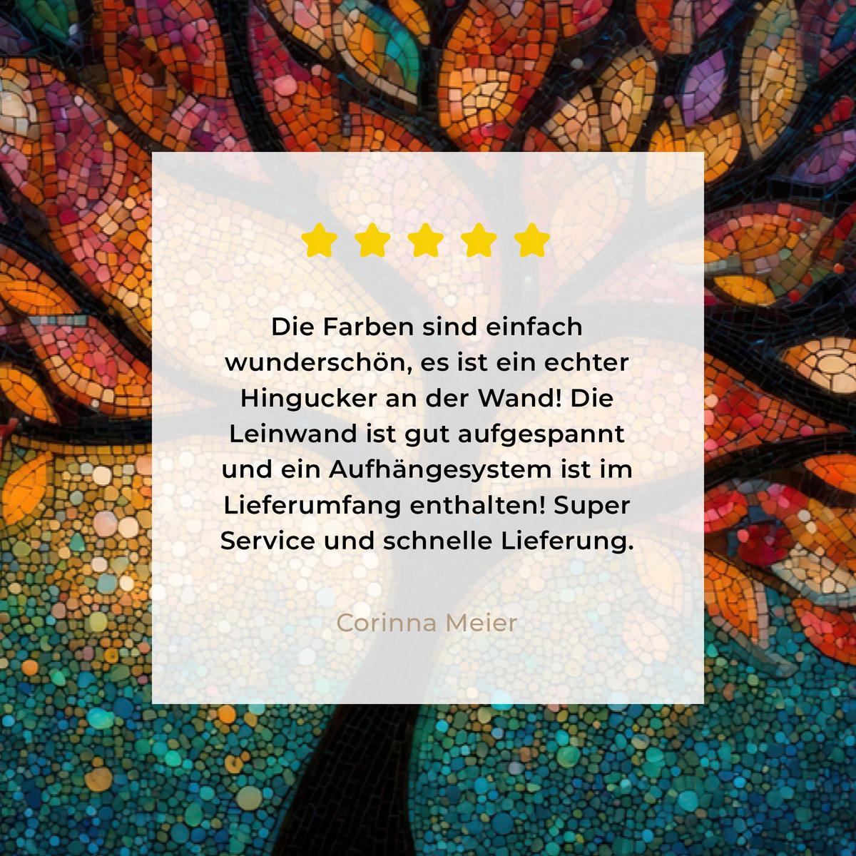 LEINWANDBILD Mosaik - Bunt - Baum - Äste Groß 140x90 cm - Multicolor, Textil (140/90cm) - MuchoWow