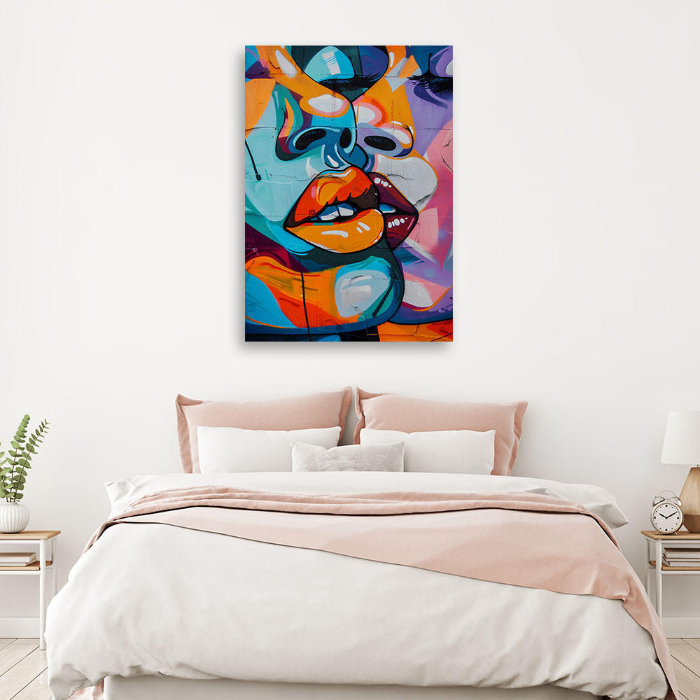 LEINWANDBILD Abstrakte Gesichter 40x60cm - Multicolor, Textil (40/60cm) - Feeby