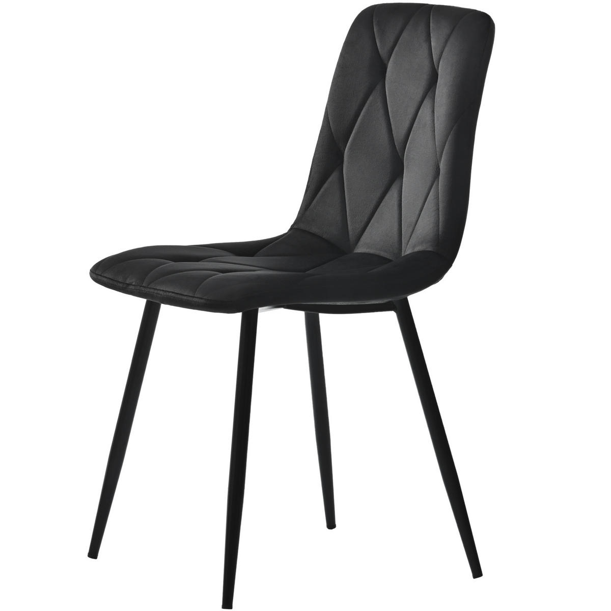 ESSZIMMERSTUHL 4er-Set mit Rückenlehne Samt Schwarz - Schwarz, Metall (40/86/45cm) - Meubliv