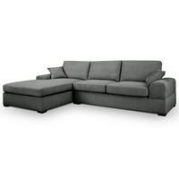 SOFA grau Strukturstoff 308 cm, Ecksofa 5-Sitzer, L-Sofa Ottomane links - Schwarz/Grau, Holz/Textil (308/186cm) - Inn.Furn
