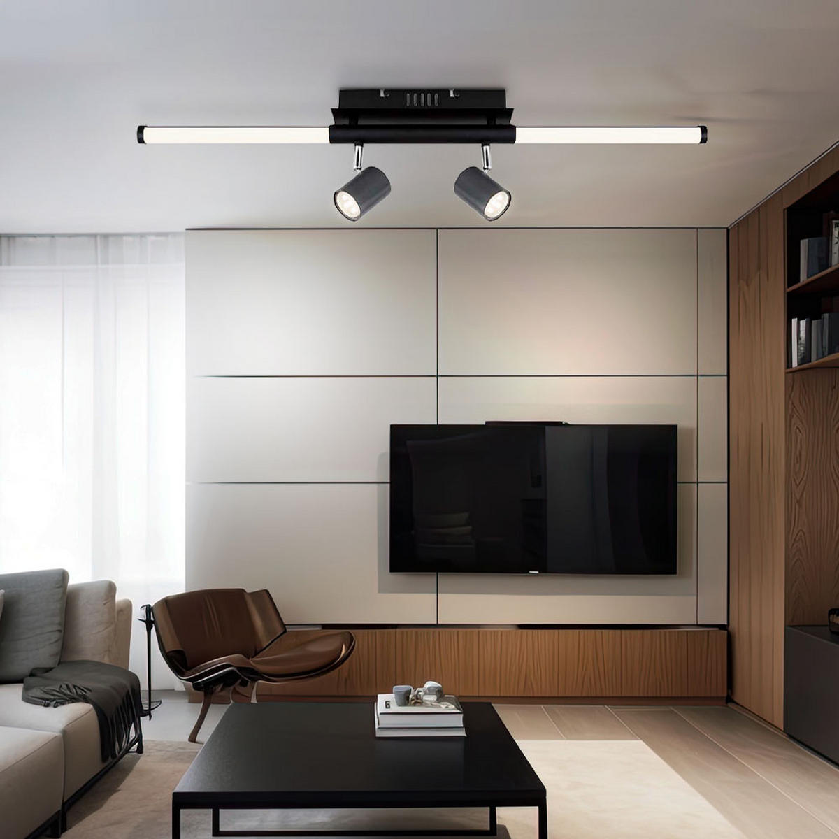 LED DECKENLEUCHTE Metall Grau bewegliche Spots - Grau, Metall (80.4/8/17cm)