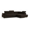ECKSOFA FAVIEN R-S Braun Velours-Stoff mit Schlaffunktion - Braun, Holz (257/190cm) - MASSENO