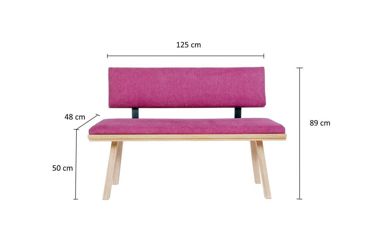 SITZBANK Die Zeitlose - Eichefarben/Violett, Holz/Textil (48/89/125cm) - Kundler Home