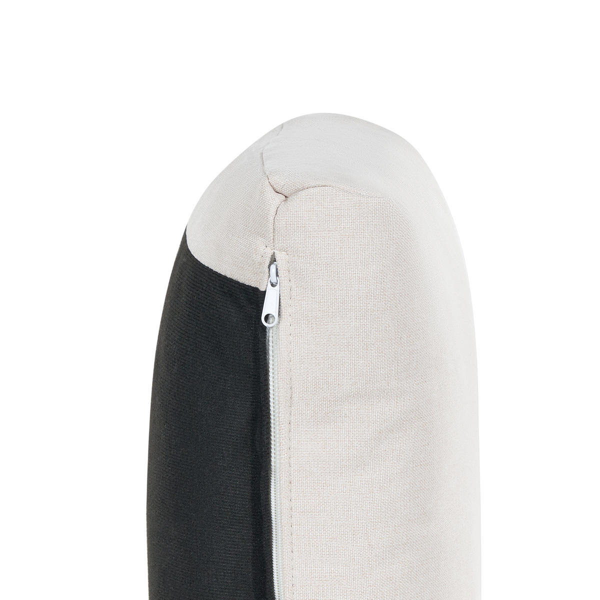 4-SITZER-ECKSOFA Leinenoptik hellbeige rechtsseitig mit Ottomane Fevik - Beige/Schwarz, Textil (228/72/152cm) - Beliani