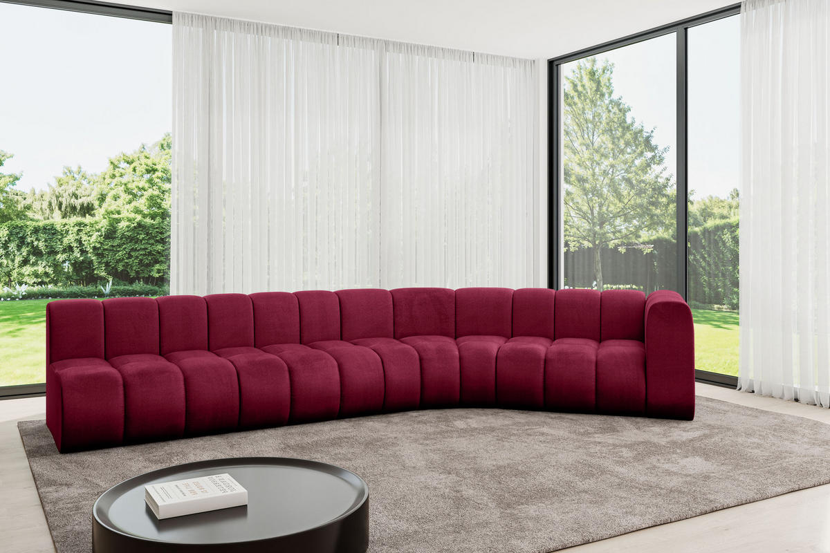 ECKSOFA modulares Sofa Karex-L2 - 399x194x70 cm Bordeauxrot - Bordeaux, Holzwerkstoff/Textil (399/194cm) - ALTDECOR