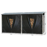 KAMINHOLZREGAL Außen 2 Stück 185x70x185 cm Aluminium Grau mit Wetterschutz 4,6 m³ / 7 SRM - Schwarz/Grau, Metall (185/185/70cm) - QUICK STAR
