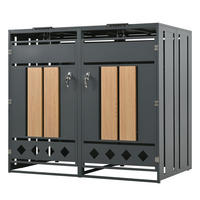 MÜLLTONNENBOX aus Stahl in Grau Holzoptik mit hydraulischem Klappdeckel - Grau, Metall (132/118.5/80cm) - Modfu