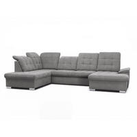 WOHNLANDSCHAFT ANON Ottomane Links, mit Schlaffunktion und Bettkasten, Grau - Grau, Kunststoff/Textil (322/87/220cm) - Idohome