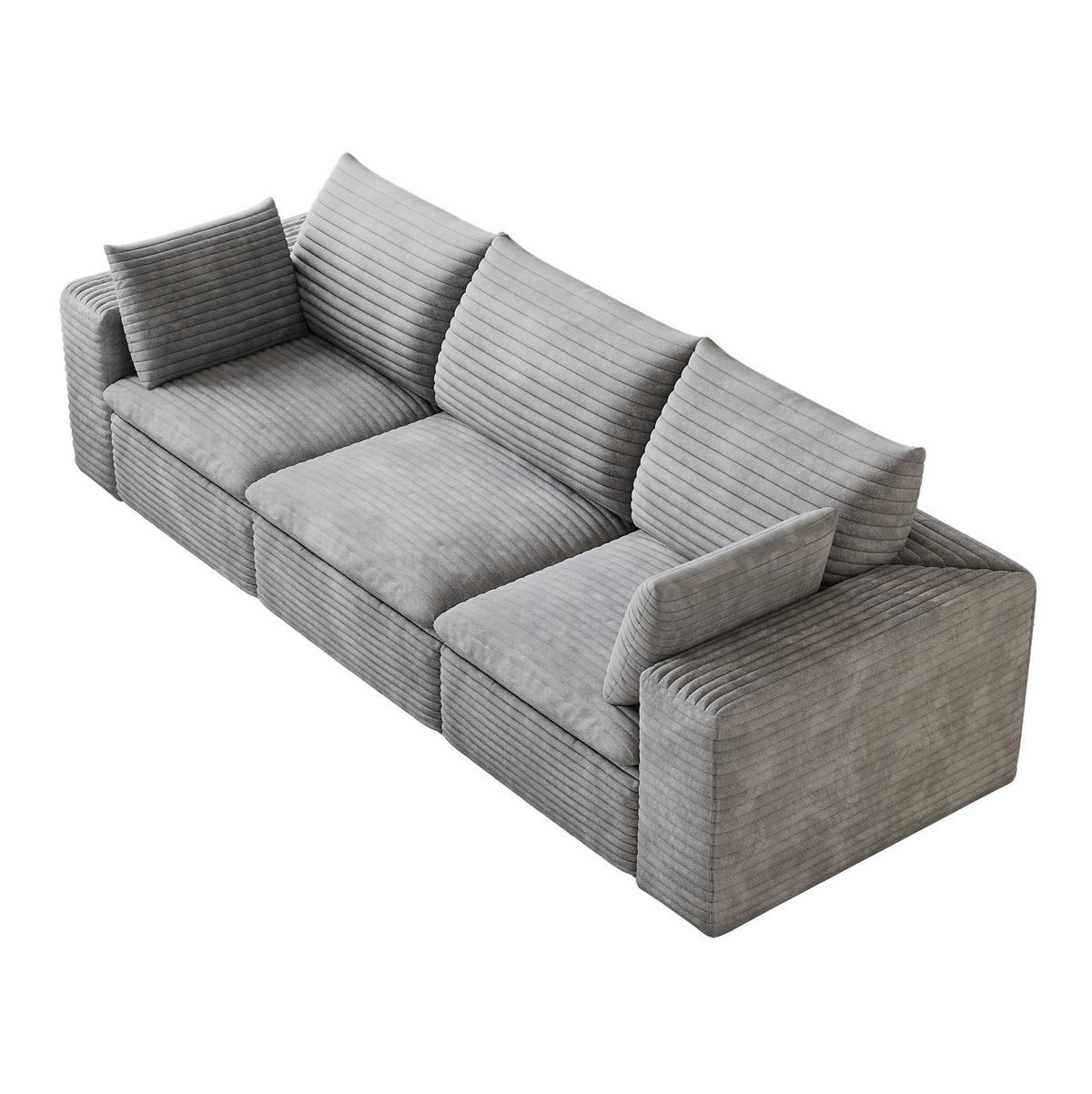MODULÁRNÍ pohovka z látky 260x90x60 cm šedá s měkkým pěnovým jádrem a variabilním uspořádáním - šedá, textil (260/60/90cm) - Modfu
