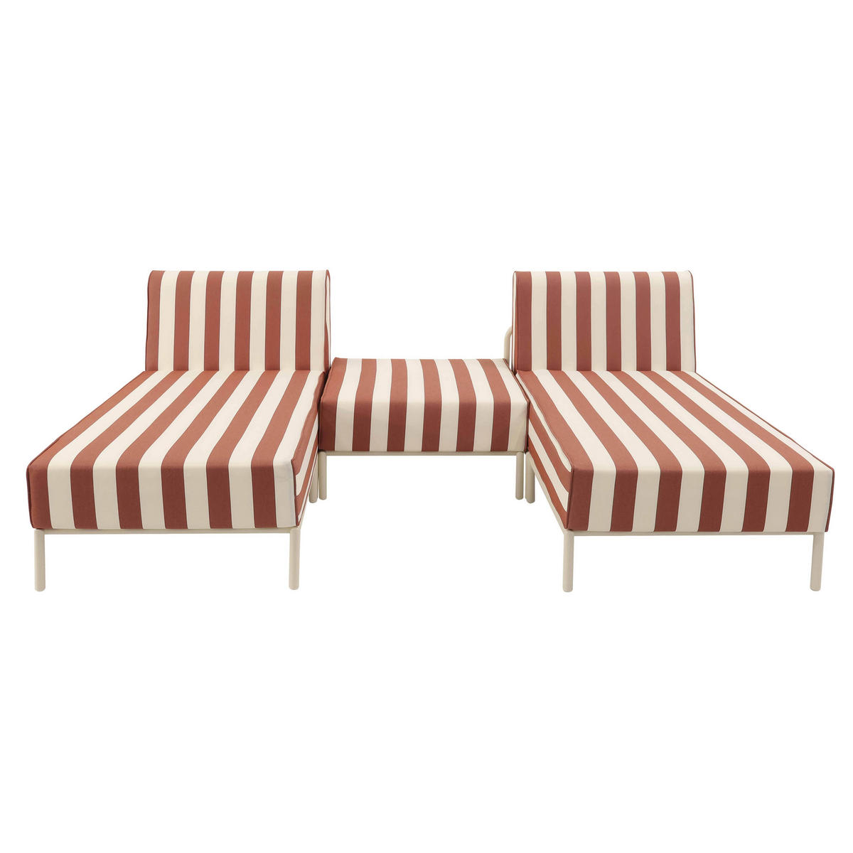 GARTENSOFA mit 3 Sitzplätzen, Terrakotta - Rot, Textil (128/78/144cm) - Oviala
