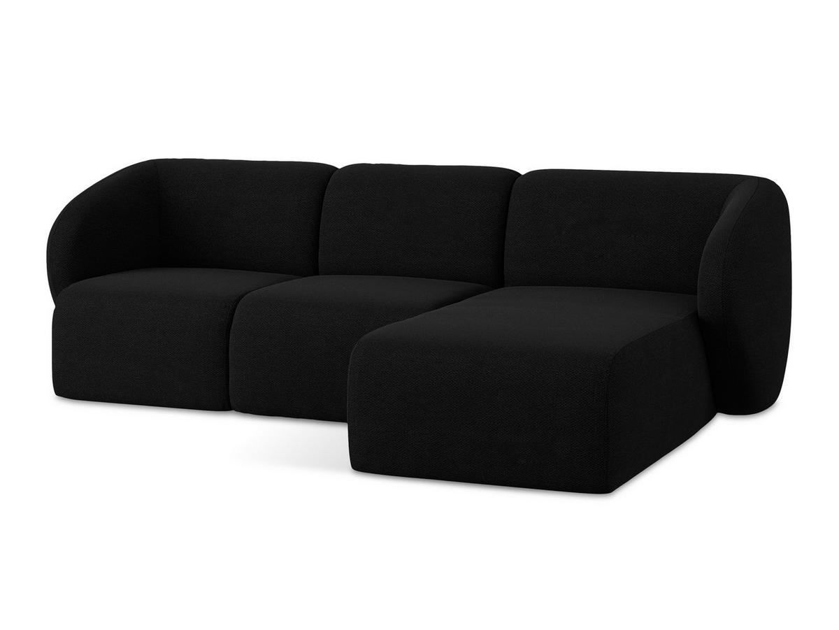 ECKSOFA Rechts Bouclé Stoff Schwarz - Schwarz, Holzwerkstoff/Kunststoff (248/166cm) - Makamii