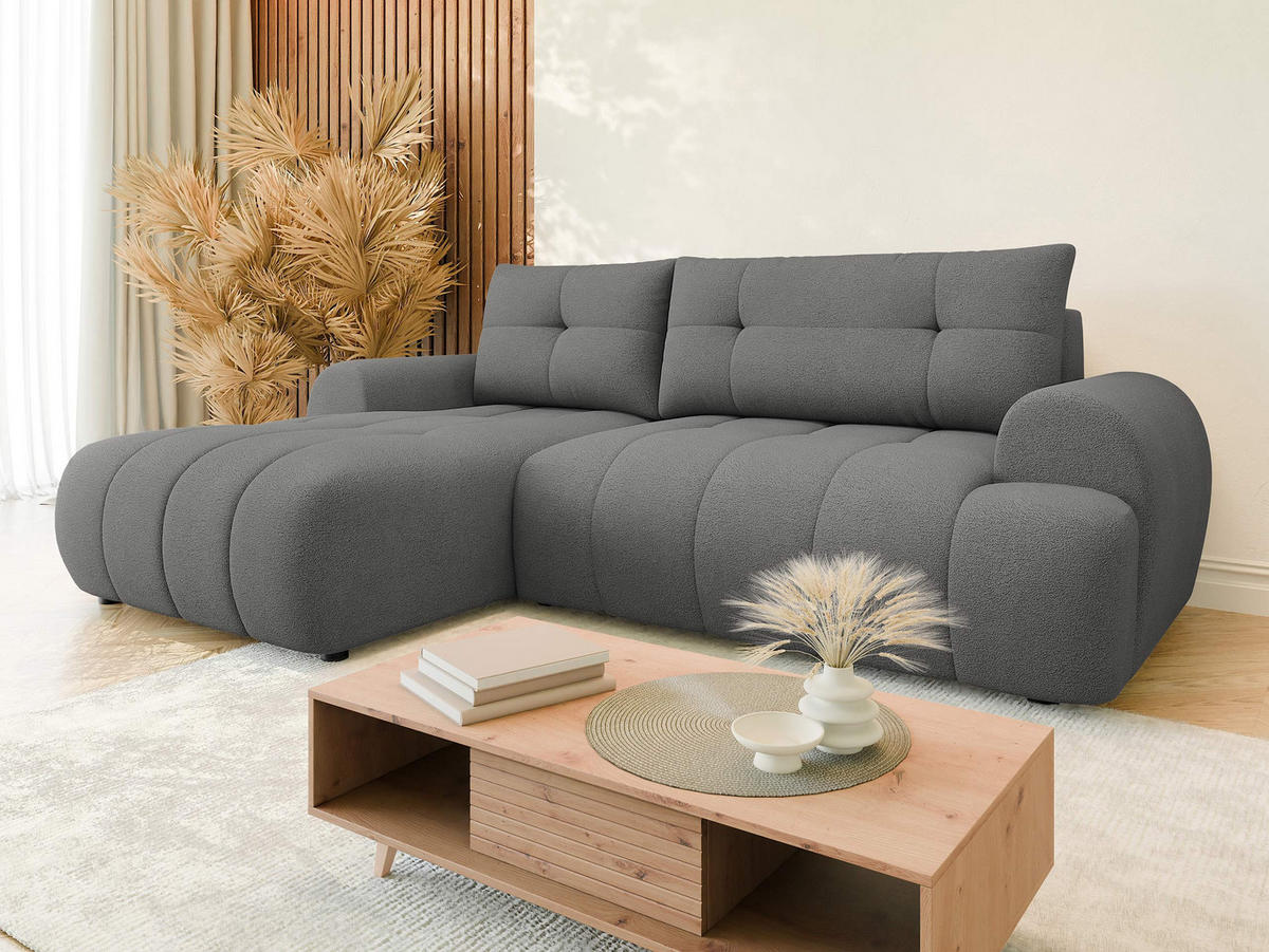 ECKSOFA Fiorano, Seite: Links - Schwarz/Grau, Holz/Kunststoff (265/177cm) - MIRJAN24