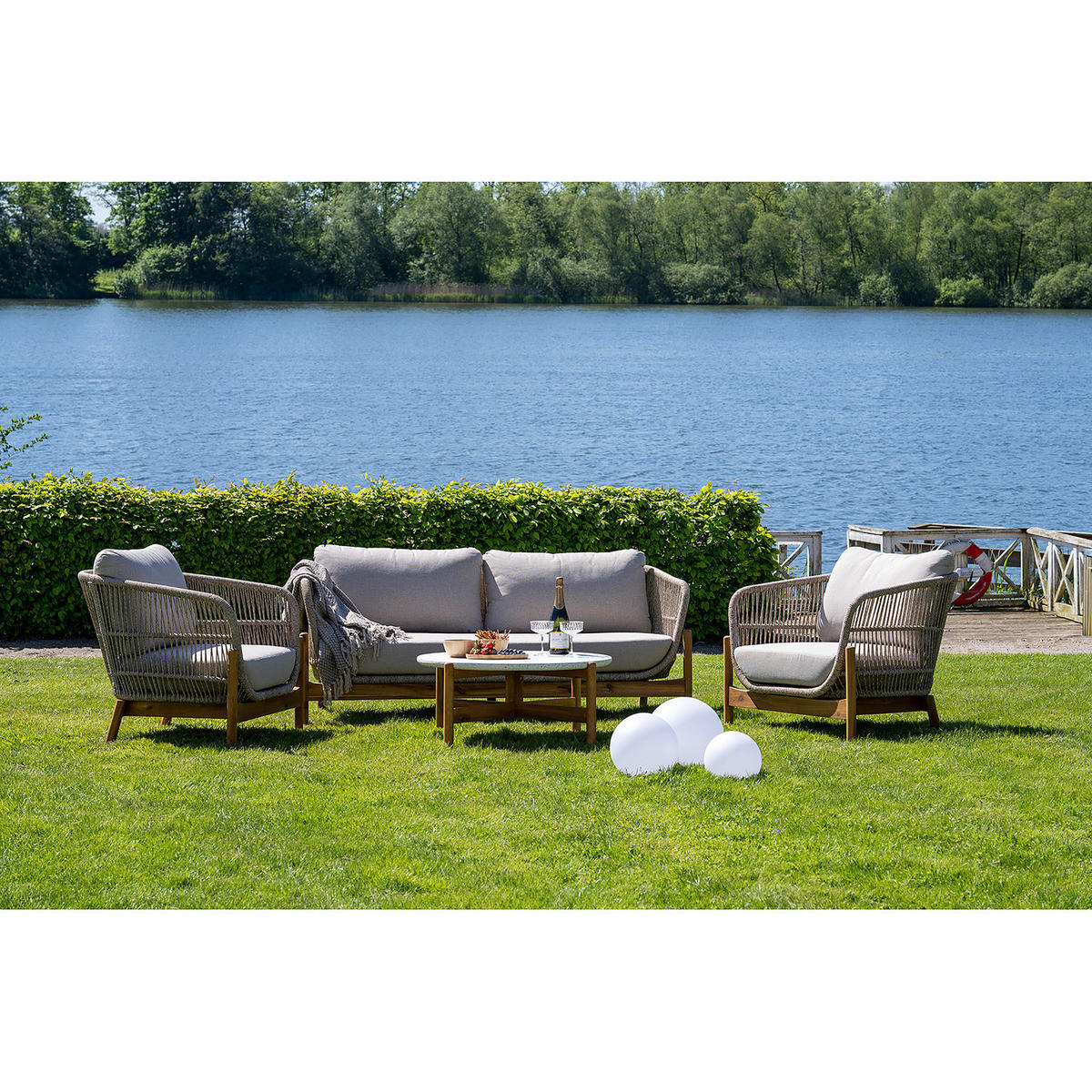 LOUNGECOUCH - Beige - Braun - Polyester - Stahl - 175 x 72 x 79 cm - Beige/Braun, Holz/Textil (175/72/79cm) - home24