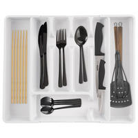 BESTECKSCHUBLADENEINSATZ ausziehbar weiß 36,5 x 27,5–44 cm - Weiß, Kunststoff (36.5/4.5/27.5cm) - Orion 