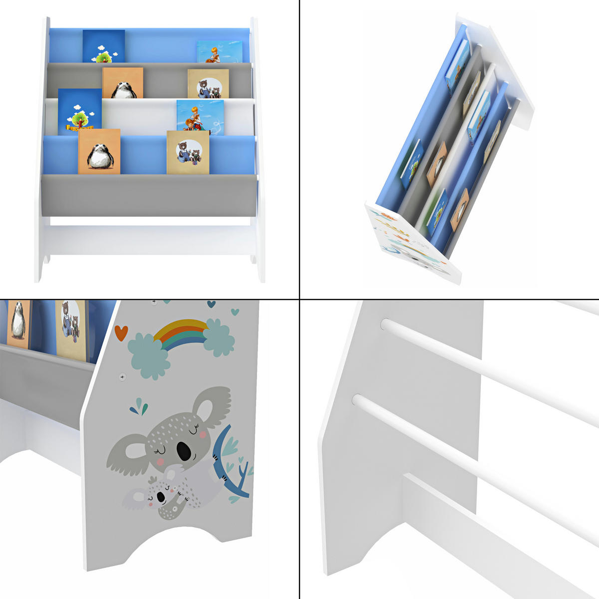 KINDERREGAL Fisterra - Blau/Weiß, Holzwerkstoff/Textil (62/74/29cm) - [en.casa]