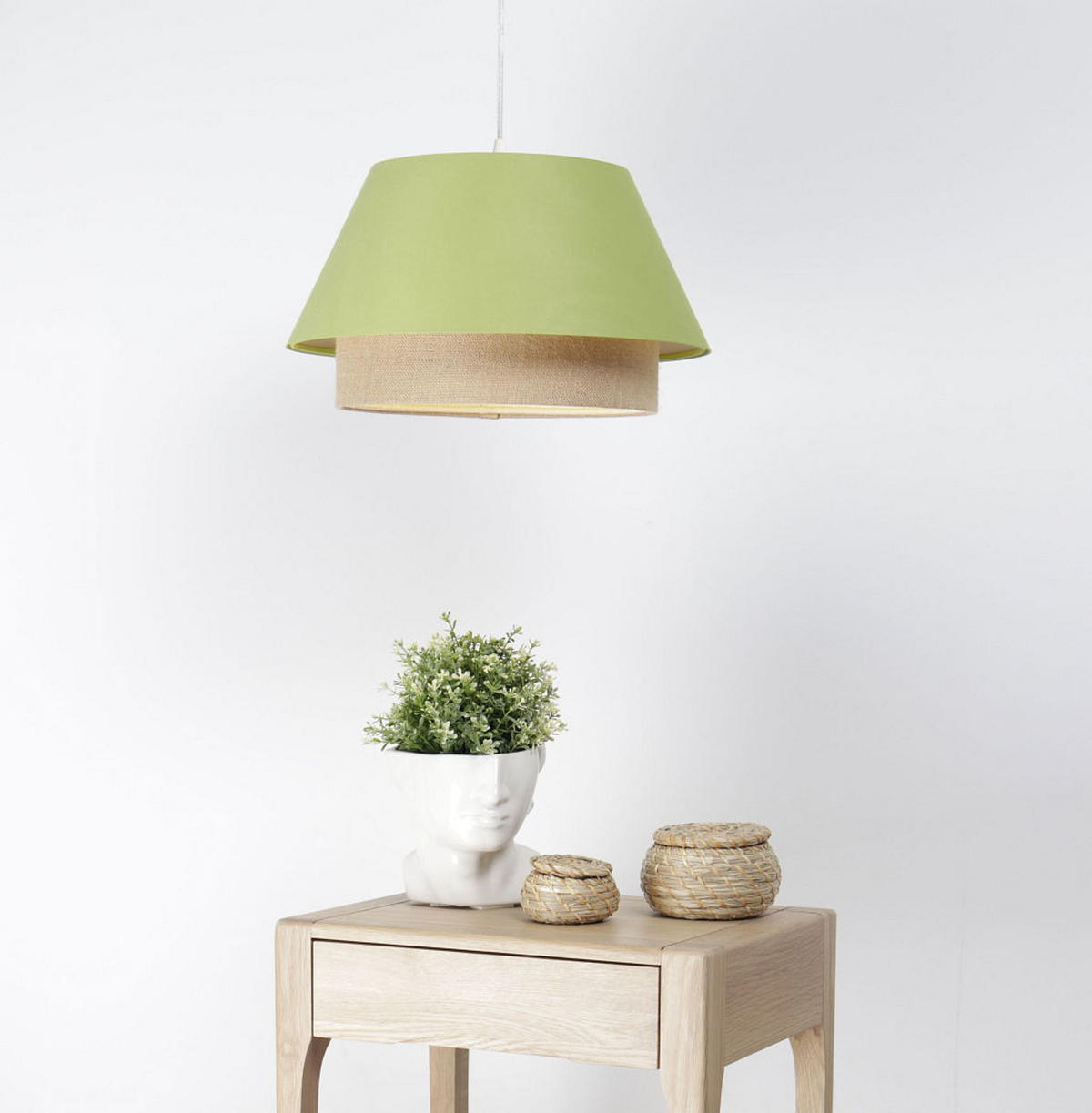 HÄNGELEUCHTE Grün 40/24 cm - Beige/Grün, Kunststoff (40/1.3/24cm) - ONZENO