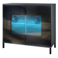 KOMMODE Grömitz Schwarz Hochglanz - Schwarz Hochglanz, Holzwerkstoff (92.5/83.5/35cm) - Vladon