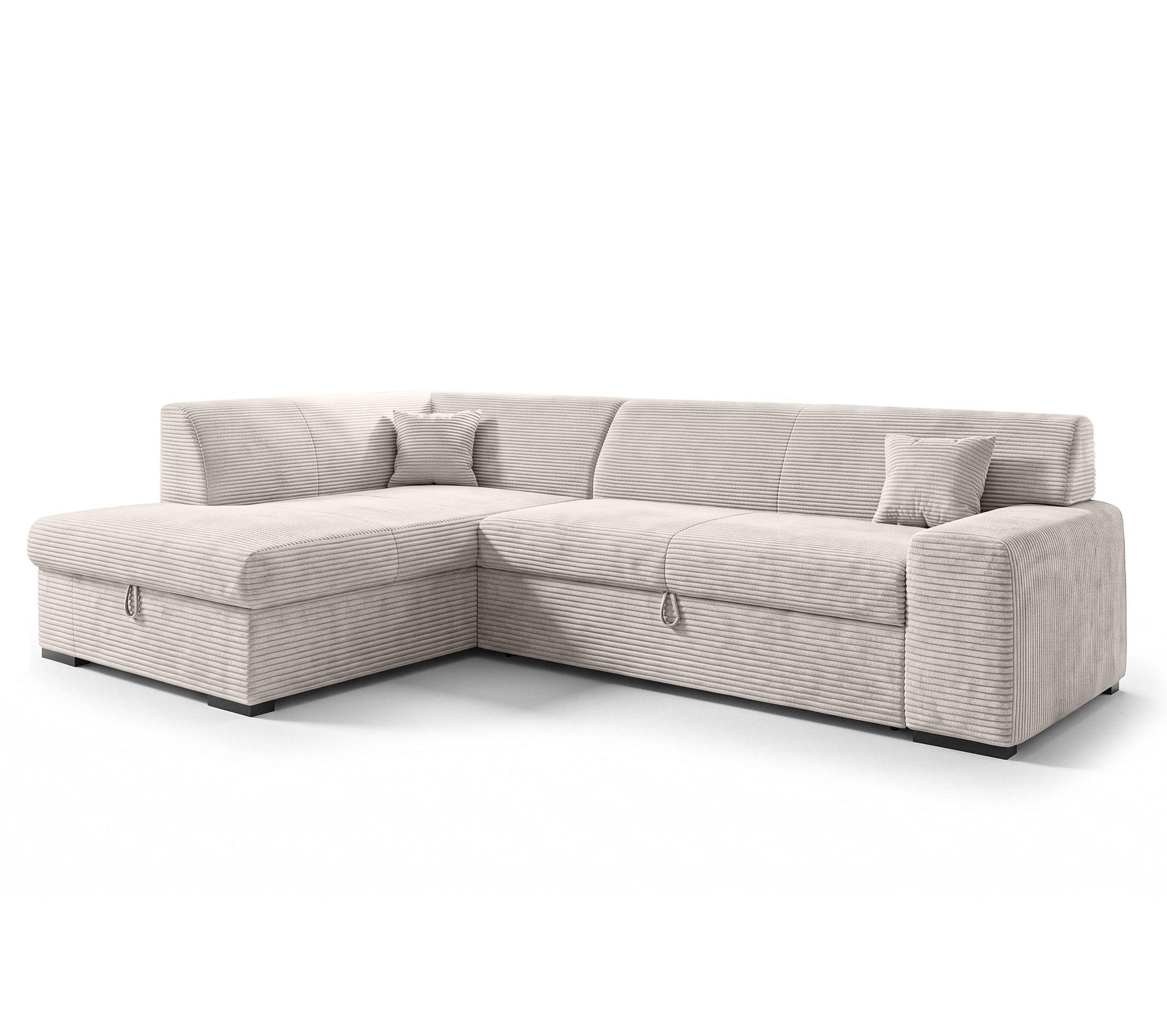 ECKSOFA L Form Minosa Weiß 260/175/71 cm Links mit Schlaffunktion - Schwarz/Weiß, Kunststoff/Textil (260/175cm) - AX Living