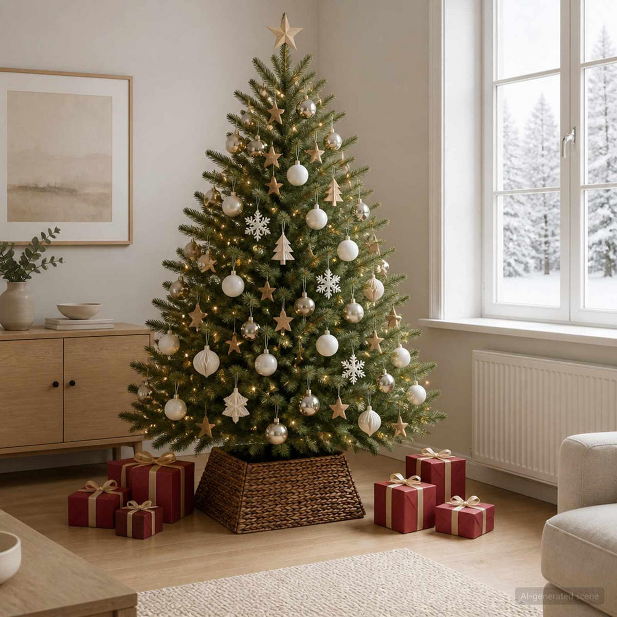 WEIHNACHTSBAUMKRAGEN 70/70/28 cm Braun Wasserhyazinthe - Braun, Naturmaterialien (70/28/70cm) - vidaXL