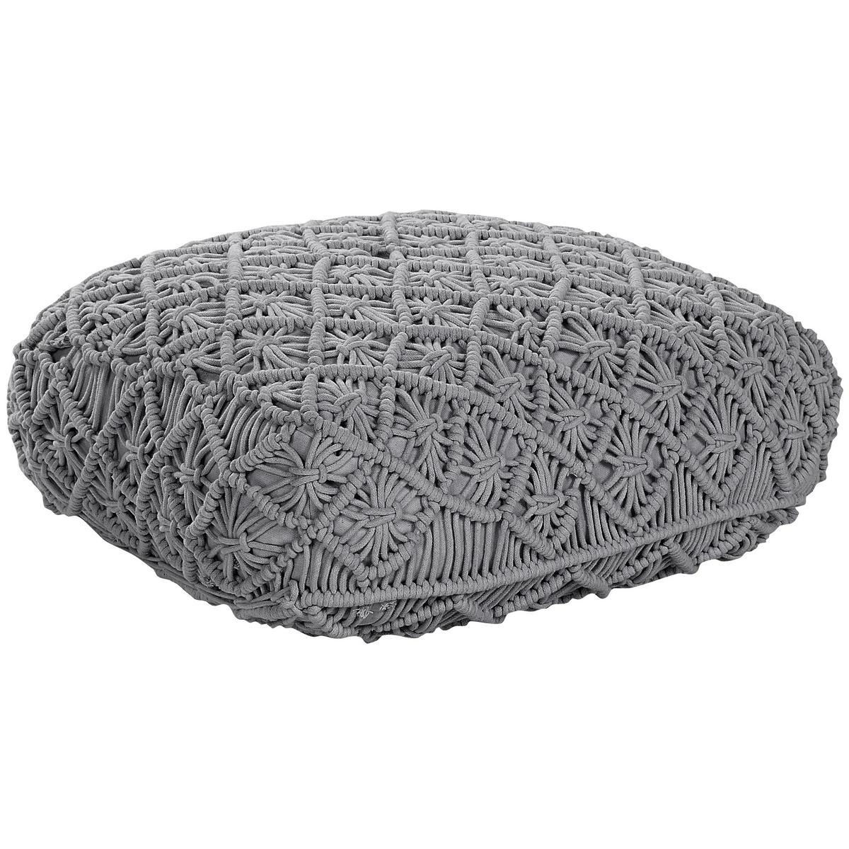 POUF Berrechid 50/50/20 cm - Grau, Naturmaterialien/Textil (50/20/50cm) - Beliani
