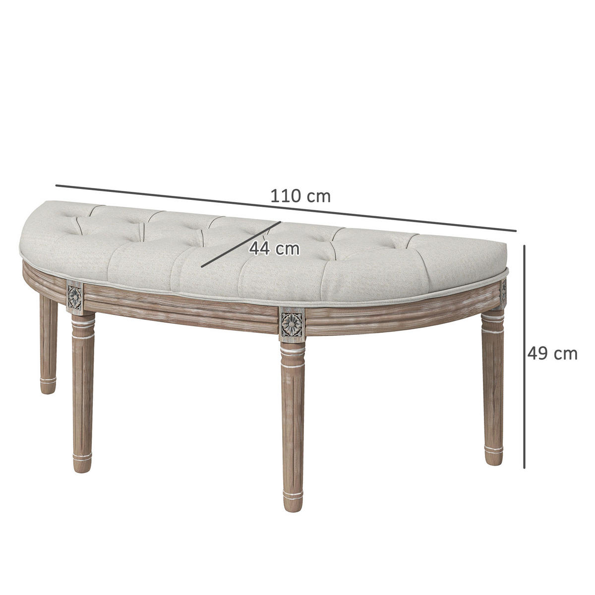 SITZBANK Creme 110/44/49 cm - Creme, Holz (44/49/110cm) - PANGIVO