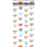 XXL-VLIESTAPETE bemalte Teetassen 50 x 900 cm - Pink, Papier (50/900cm) - ESTAhome